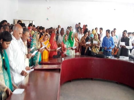 gram pradhan took oath.